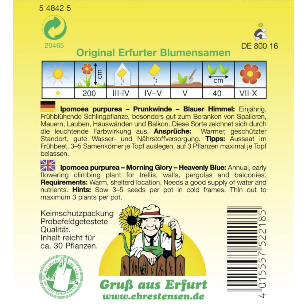 Saatgut Prunkwinde Blauer Himmel Einjährig 4 Saatgut Prunkwinde Blauer Himmel Einjährig – Bild 2