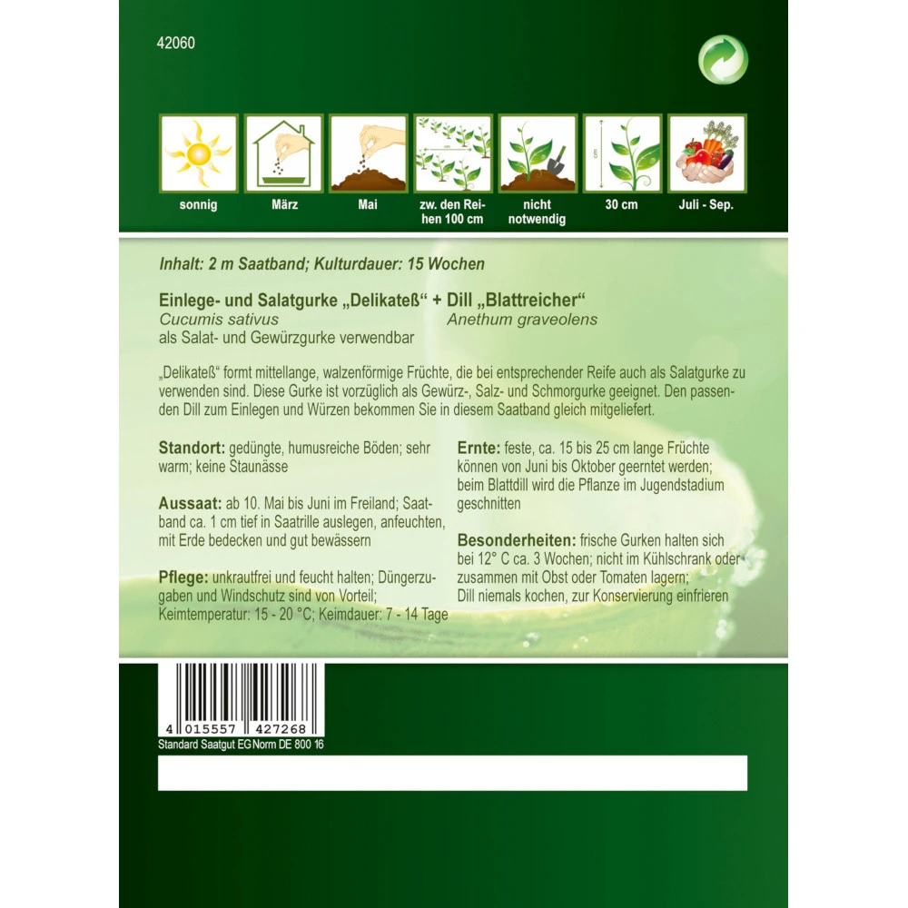 Saatgut Gurke Und Dill Duo Ca. 2 Meter Saatband 4 Saatgut Gurke Und Dill Duo Ca. 2 Meter Saatband – Bild 2