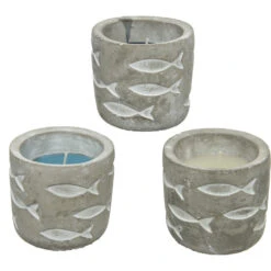 Citronellakerze, Verschiedene Farben, In Betonglas Mit Fischmotiv