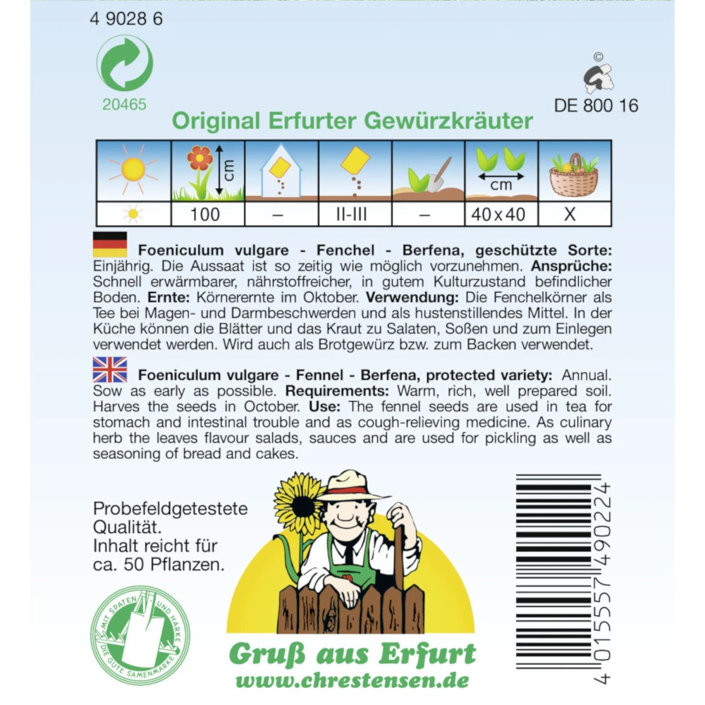 Saatgut Fenchel Berfena GS Gewürkraut Einjährig, Für Ca. 50 Pflanzen 4 Saatgut Fenchel Berfena GS Gewürkraut Einjährig, Für Ca. 50 Pflanzen – Bild 2