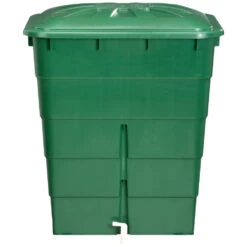 Regentonne Eckig Mit 300 Liter Fassungsvermögen In Grün, Inklusive Deckel Und Auslaufhahn