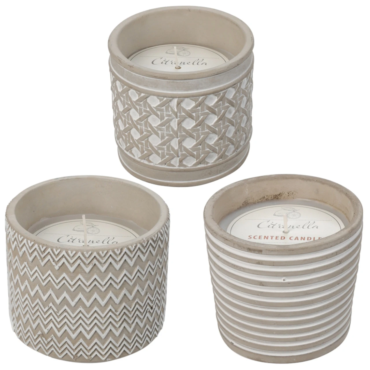 Citronellakerze Ø12x10 Cm Im Betontopf 3 Citronellakerze Ø12x10 Cm Im Betontopf