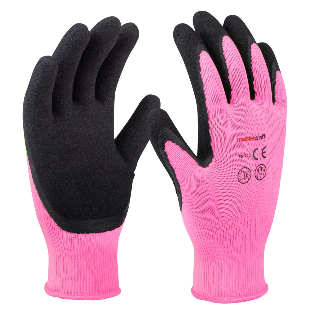 Gartenhandschuhe Größe 7 Pink Aus Polyester Mit Latex-Beschichtung 3 Gartenhandschuhe Größe 7 Pink Aus Polyester Mit Latex-Beschichtung