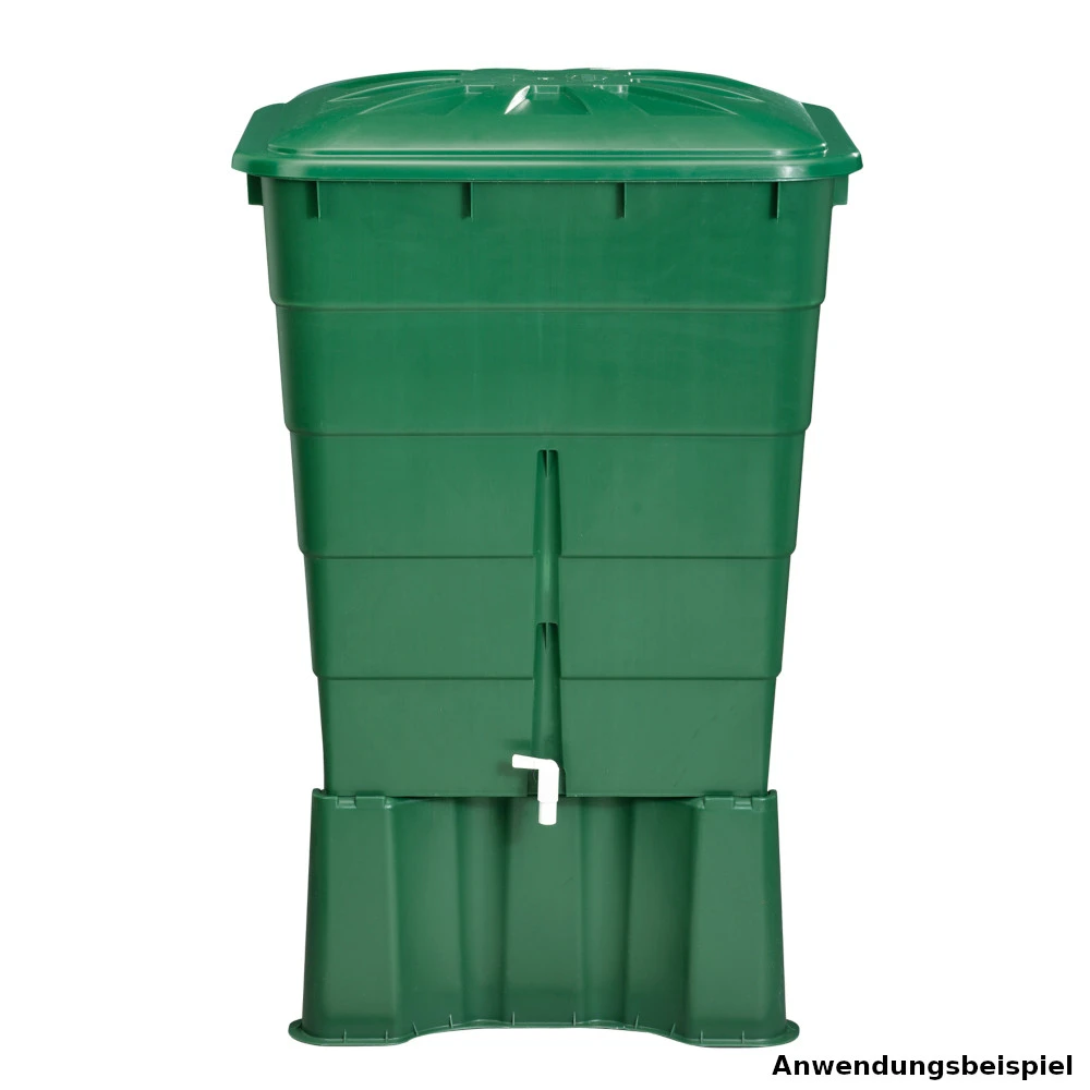 Regentonne Eckig Mit 300 Liter Fassungsvermögen In Grün, Inklusive Deckel Und Auslaufhahn 4 Regentonne Eckig Mit 300 Liter Fassungsvermögen In Grün, Inklusive Deckel Und Auslaufhahn – Bild 2