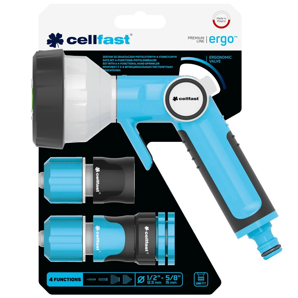 Cellfast Gartenbrausen-Set ERGO™ 4-teilig, 1/2" - 5/8", Mit 4-Funktions-Brause 4 Cellfast Gartenbrausen-Set ERGO™ 4-teilig, 1/2" - 5/8", Mit 4-Funktions-Brause – Bild 2